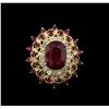 Image 2 : 10.10ctw Ruby and Diamond Ring - 14KT Yellow Gold