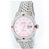 Image 1 : Rolex Stainless Steel 1.00ctw Diamond and Ruby DateJust Men's Watch