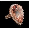 Image 1 : 14KT Rose Gold 19.63ct GIA Certified Morganite and Diamond Ring