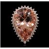 Image 2 : 14KT Rose Gold 19.63ct GIA Certified Morganite and Diamond Ring