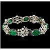 Image 2 : 14KT White Gold 21.63ctw Emerald and Diamond Bracelet