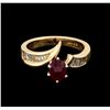 Image 2 : 0.97ct Ruby and Diamond Ring - 14KT Rose Gold