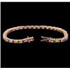 Image 3 : 14KT Rose Gold 12.02ctw Multicolor Sapphire Bracelet
