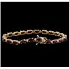 Image 2 : 13.00ctw Ruby and Diamond Bracelet - 14KT Yellow Gold