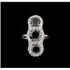 Image 2 : 7.38ctw Fancy Black Diamond Ring - 14KT White Gold