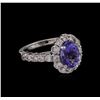 Image 1 : 2.48ct Tanzanite and Diamond Ring - 14KT White Gold