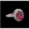 Image 1 : 4.70ct Ruby and Diamond Ring - 14KT White Gold