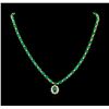 Image 1 : 24.00ctw Emerald and Diamond Necklace - 14KT Yellow Gold