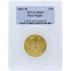 2003-W PCGS MS69 $10 First Flight Centennial Gold Coin