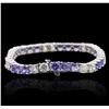 Image 2 : 14KT White Gold 10.50ctw Tanzanite and Diamond Bracelet