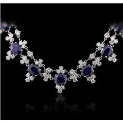 14KT White Gold 13.78ctw Sapphire and Diamond Necklace