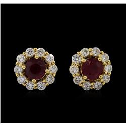 2.08ctw Ruby and Diamond Earrings - 14KT Yellow Gold