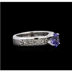 0.82ct Tanzanite and Diamond Ring - 14KT White Gold