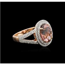 14KT Rose Gold 3.62ct Pink Tourmaline and Diamond Ring