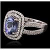 Image 1 : 14KT White Gold 2.37ct Tanzanite and Diamond Ring