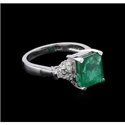 3.23ct Emerald and Diamond Ring - 14KT White Gold