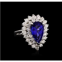 14KT White Gold 3.11ct Tanzanite and Diamond Ring