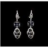 Image 1 : 4.20ctw Sapphire and Diamond Earrings - 18KT White Gold