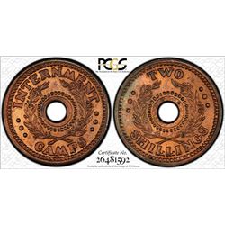 1943 WWII Internment Camp Two Shillings - PCGS MS 65RB