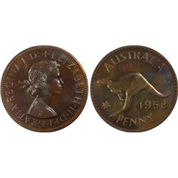 1958 Australian QEII Penny - PCGS PR 66BN
