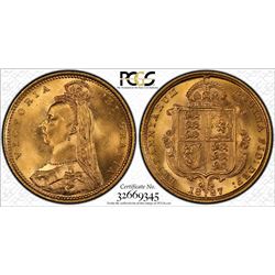 1887S Australian QV Half Sovereign - PCGS MS 65