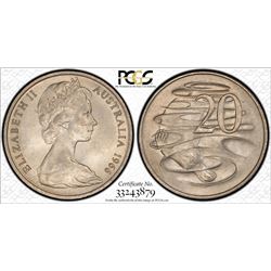 1966 Australian Wavy Baseline Twenty Cent - PCGS MS 63