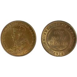 1914 Australian KGV Half Penny - PCGS MS 65BN