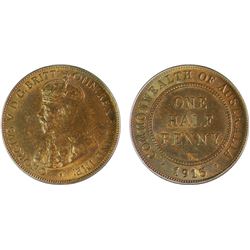 1915H Australian KGV Half Penny - PCGS MS 63RB