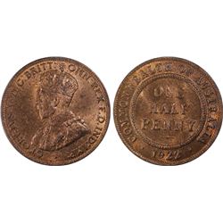 1922 Australian KGV Half Penny - PCGS MS 64RB