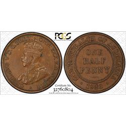 1923 Australian KGV Half Penny - PCGS AU 53