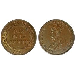 1924 Australian KGV Half Penny - PCGS MS 63BN