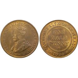 1926 Australian KGV Half Penny - PCGS MS 64RB