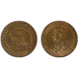 1929 Australian KGV Half Penny - PCGS MS 64RB