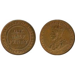 1935 Australian KGV Half Penny - PCGS MS 63BN