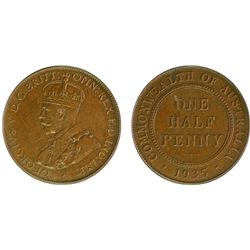 1935 Australian KGV Half Penny - PCGS MS 64BN
