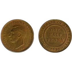 1939 Australian KGVI Half Penny - PCGS MS 64RB