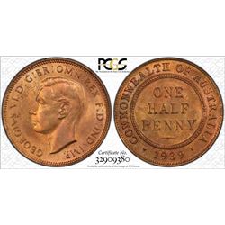 1939 Australian KGVI Half Penny - PCGS MS 65RB