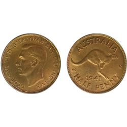 1941 Australian KGVI Half Penny - PCGS MS 64RB