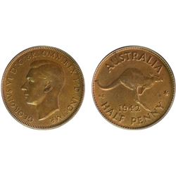 1942 Australian KGVI Half Penny - PCGS MS 64BN