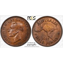 1947Y. Australian KGVI Half Penny - PCGS MS 64RB