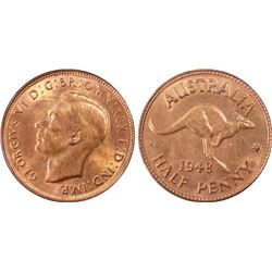 1948 Australian KGVI Half Penny - PCGS MS 64RD