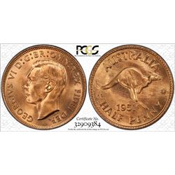 1951PL Australian KGVI Half Penny - PCGS MS 66RD