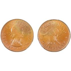 1961Y. Australian QEII Half Penny - PCGS MS 65BN