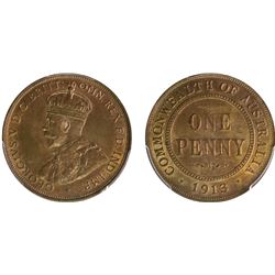 1913 Australian KGV Penny - PCGS MS 64RB