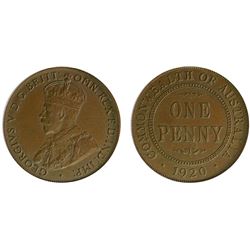 1920 // Australian KGV Penny - PCGS AU 58