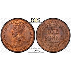 1921 Australian KGV Penny - PCGS MS 64RB