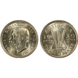 1939 Australian KGVI Threepence - PCGS MS 64