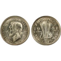 1941 Australian KGVI Threepence - PCGS MS 64