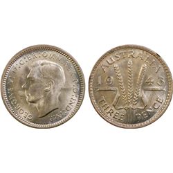 1943 Australian KGVI Threepence - PCGS MS 64