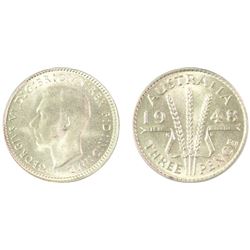 1948 Australian QEII Threepence - PCGS MS 65